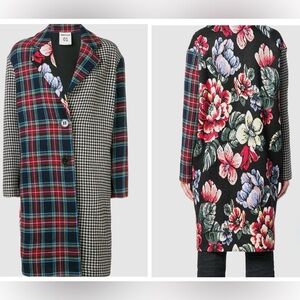 Semicouture Claudette patchwork wool blend coat Size 44 =  Large Made in Italy